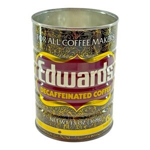 Vintage 1980s Edwards Decaf Coffee Tin 13oz No Lid Safeway Store Brand Prop